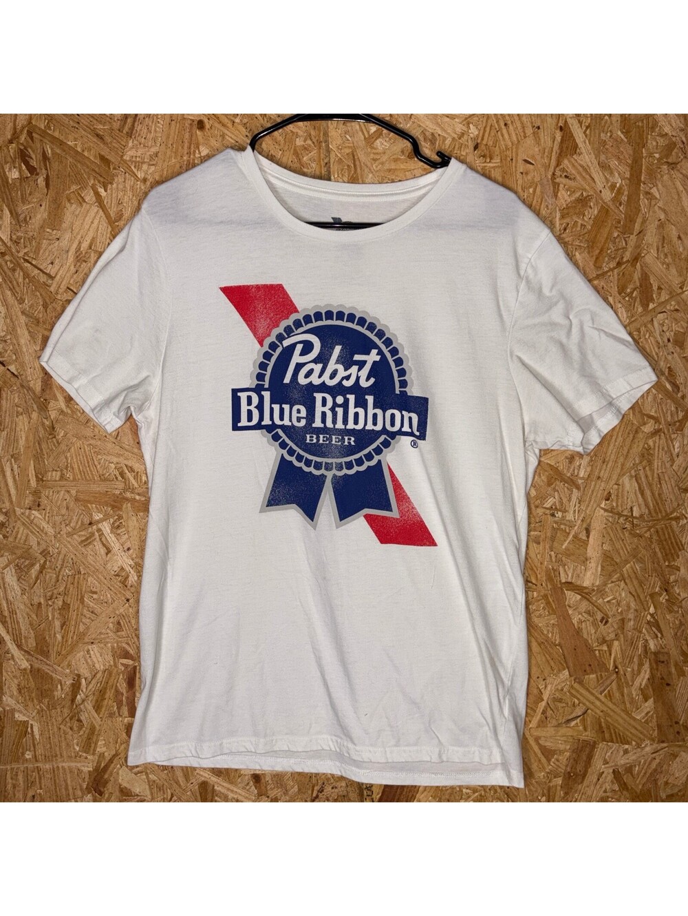 Pabst Blue Ribbon Mens LG White Graphic Tee Used